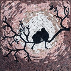 Liebesvögel im Mondlicht Mosaik