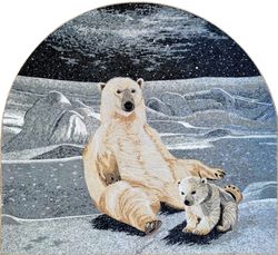 Polar Bear with Cub Mosaic