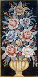 Gold Vase of Flowers Mosaic