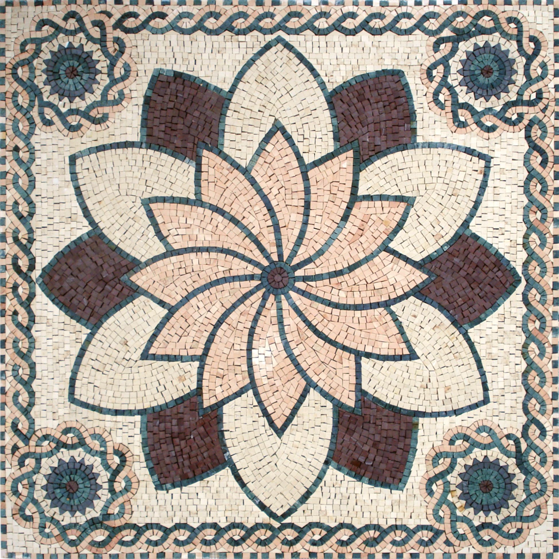 Geometric Radial Flower Mosaic, 60
