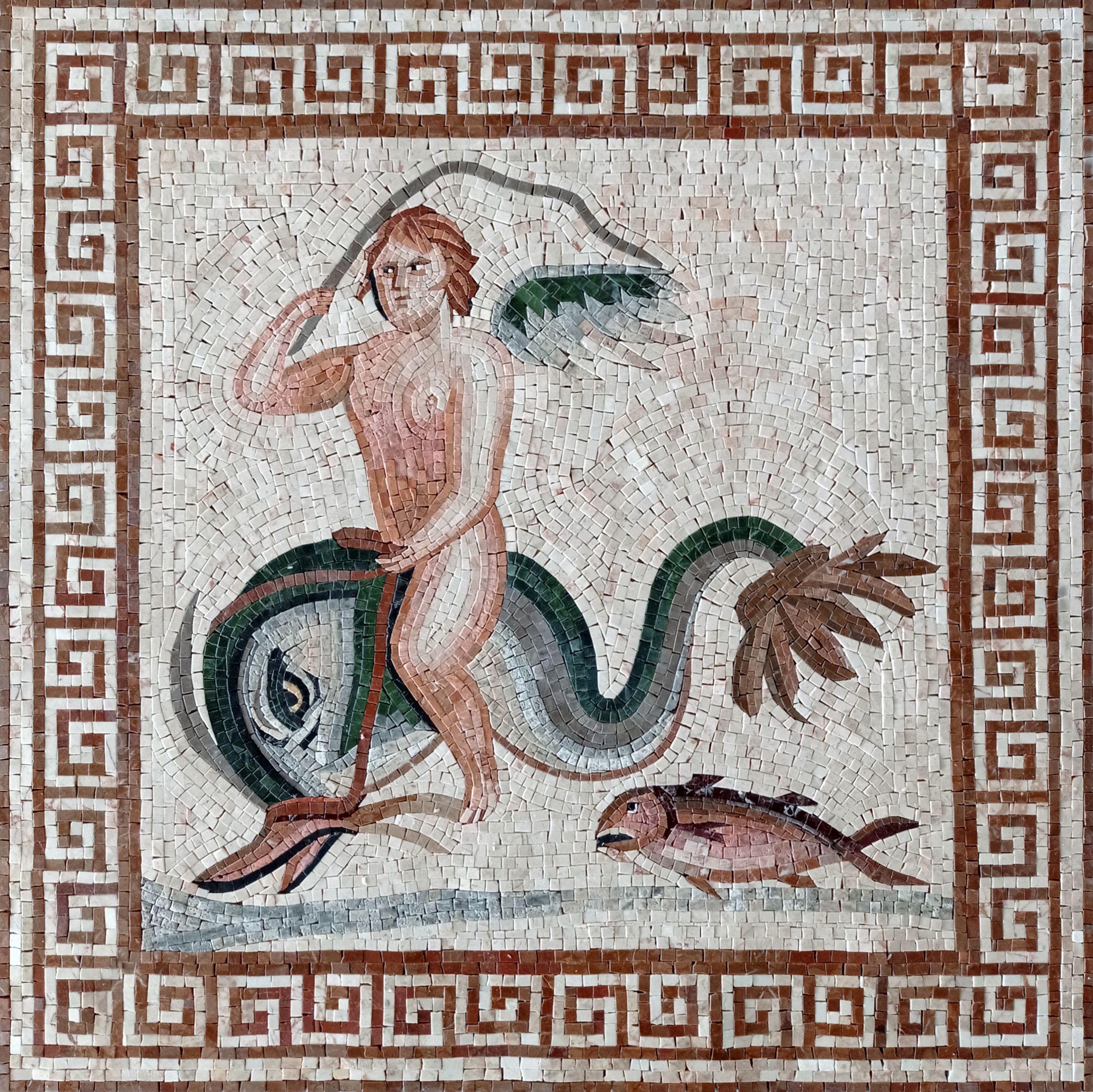 Eros Riding Dolphin Mosaic | Mosaic Natural