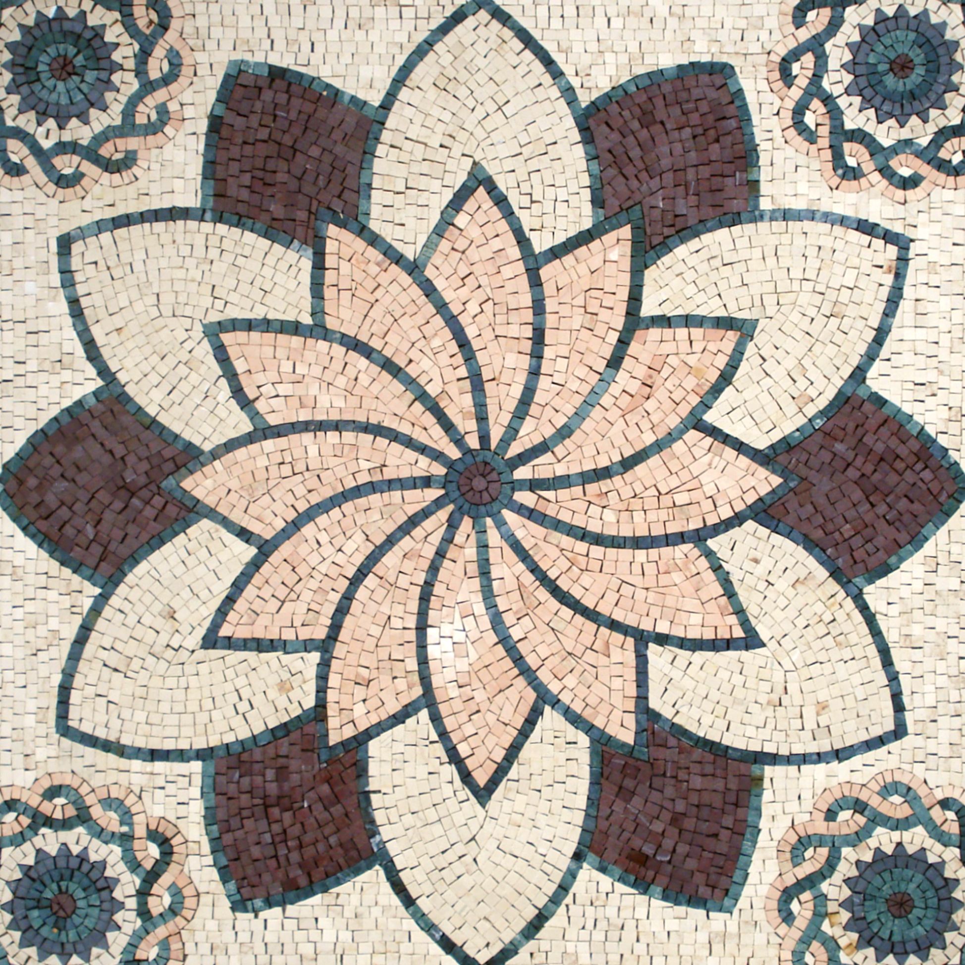 Geometric Radial Flower Mosaic, 60