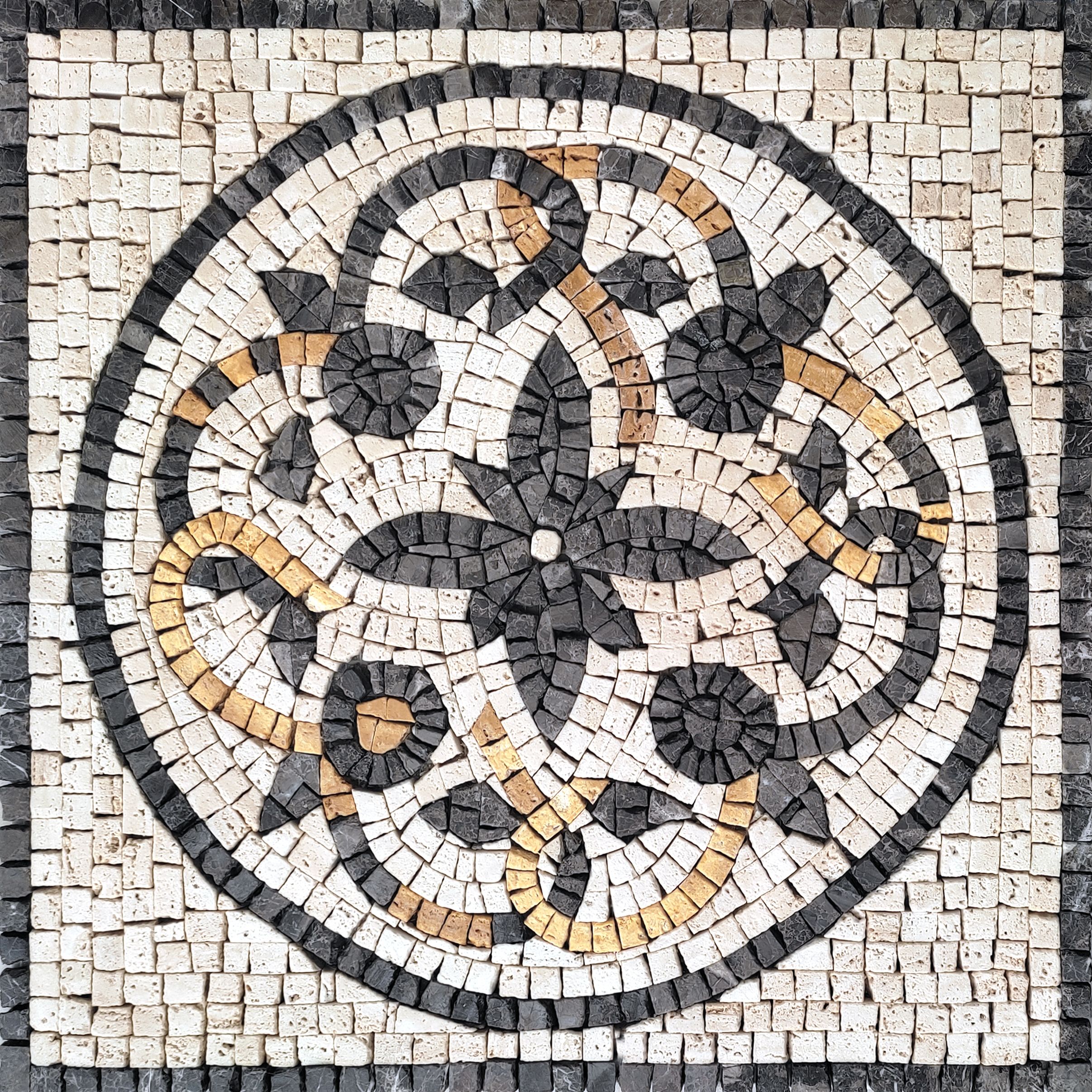 Tan Mosaic Pattern Black and Tan Patterned Mosaic | Mosaic Natural