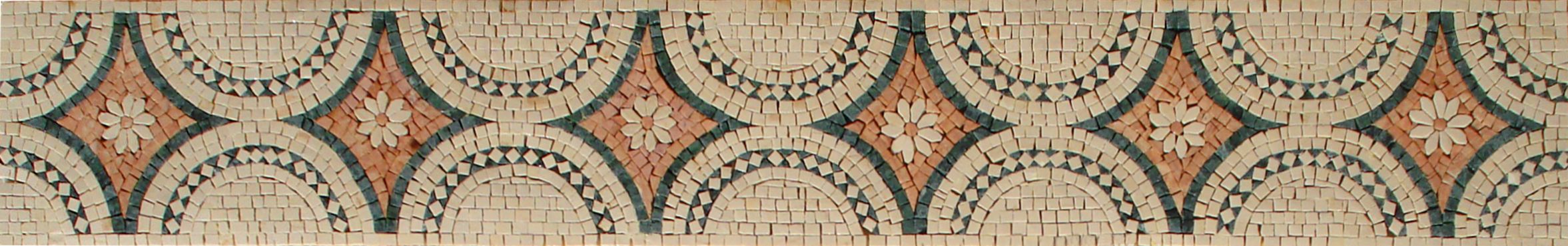 Tan Mosaic Pattern Tan and Rose Border Mosaic | Mosaic Natural