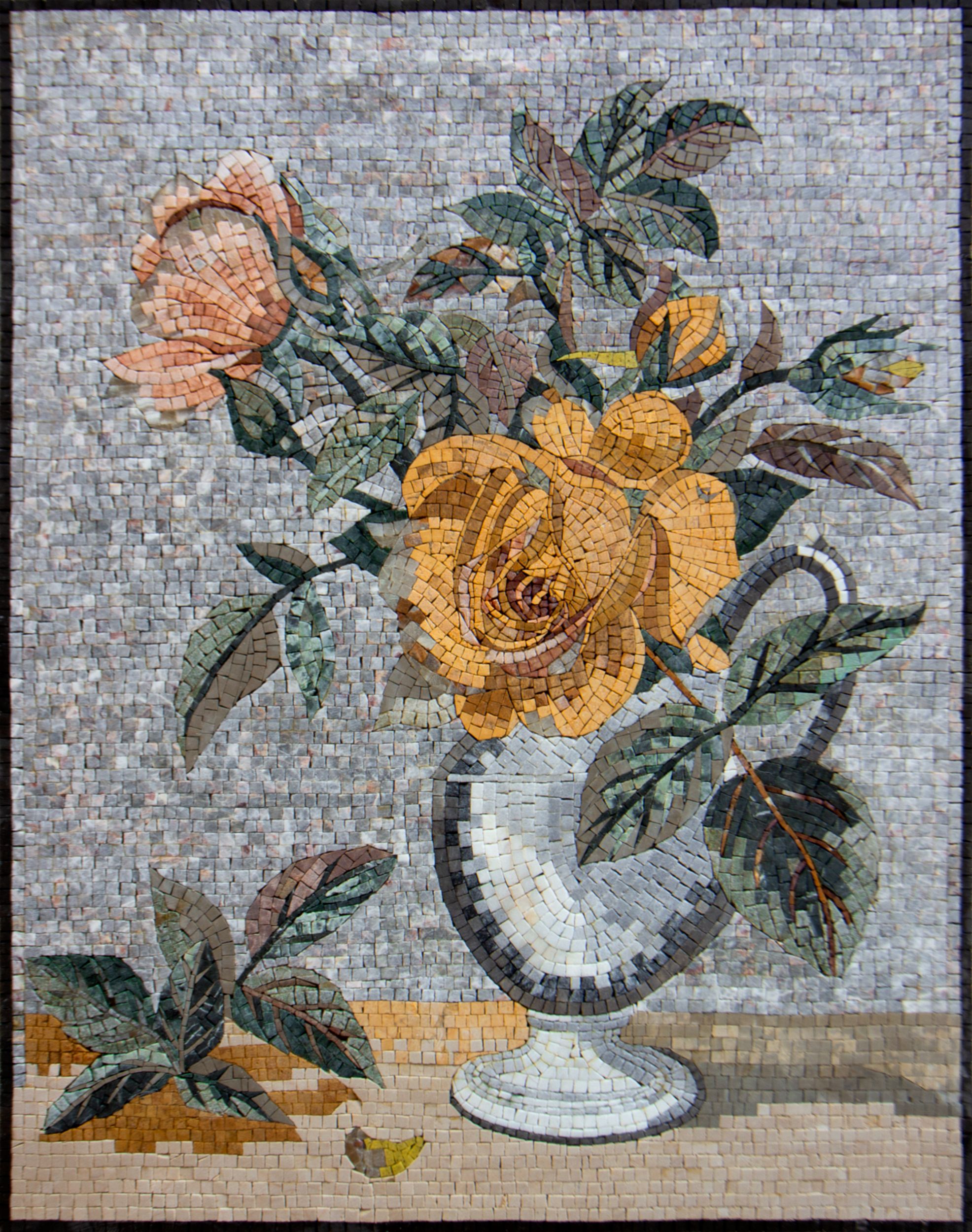 Yellow and Pink Roses Mosaic | Mosaic Natural