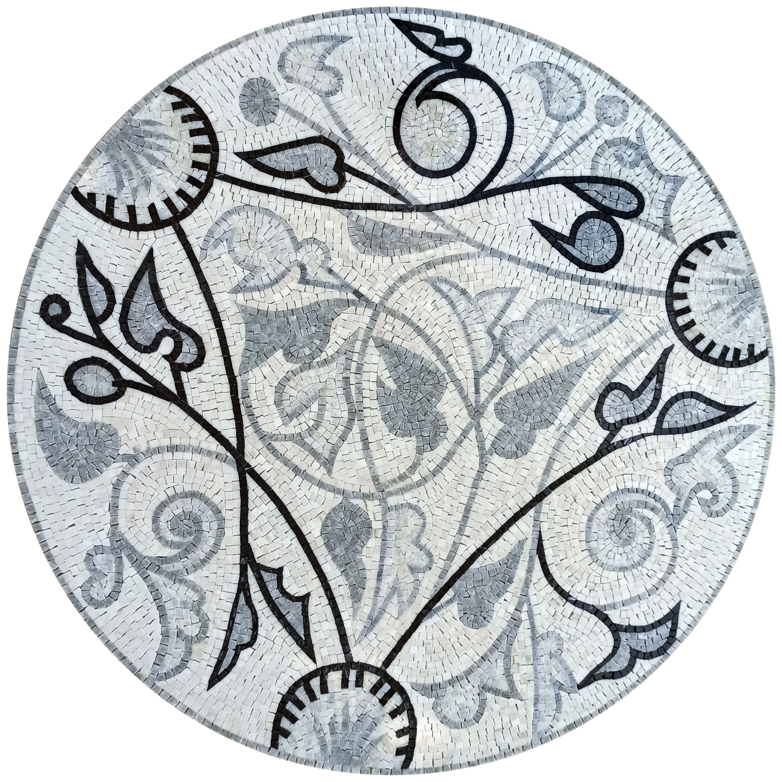 Grey Floral Mosaic, 36" | Mosaic Natural