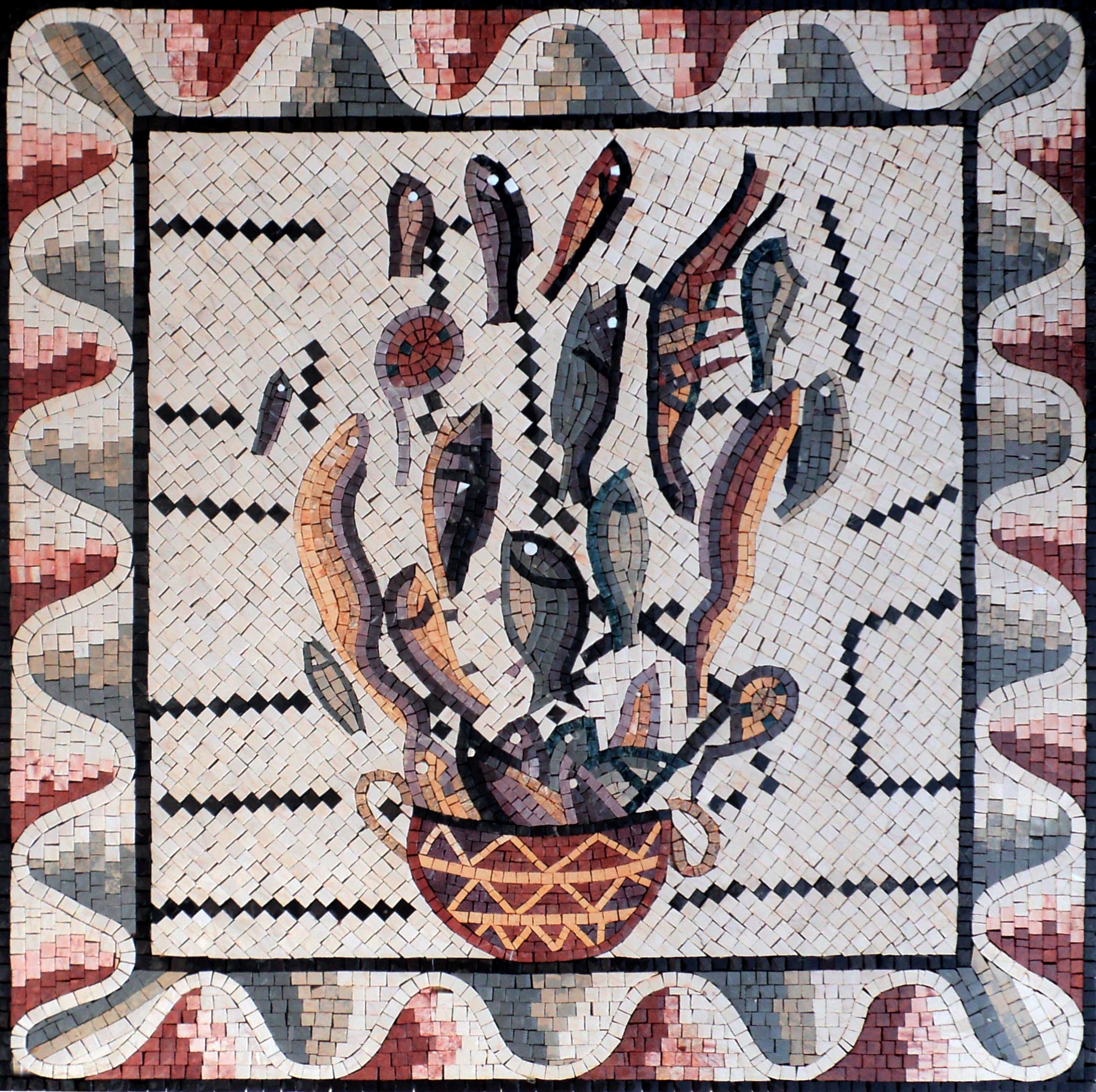 Masaic Fish Eclectic Abstract Fish Mosaic | Mosaic Natural