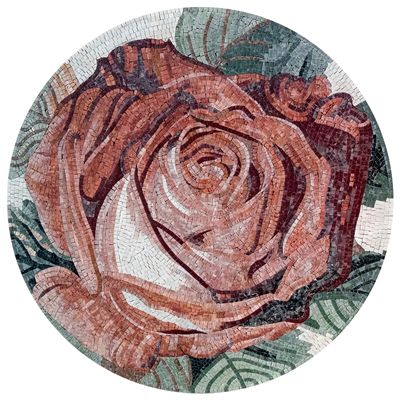 thumbnail image 2 of Rose Rosewood Mosaics – Glued To Greek Net Art 105/5, Marble Base, Made In Italy 2 of 5