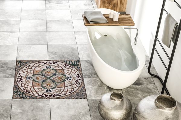 Art Deco Patterned Mosaic, 36" Installed