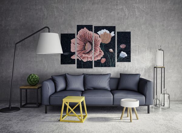 Мозаика Розовые Цветы Установлена