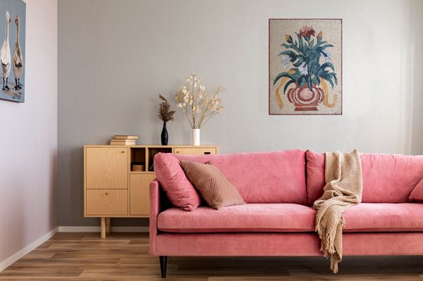 Мозаика с цветами в вазе Установлена