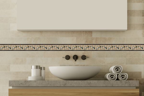 Vine Border Mosaic, 40"x8" Installed