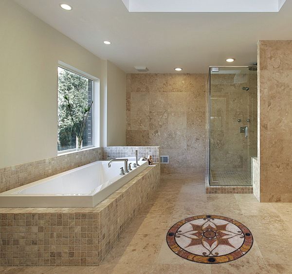 Rose and Gold Decorative Mosaic, 28" Installed