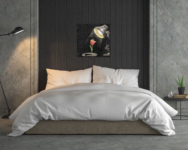 Rose im Scheinwerferlicht Mosaik, 55 cm Verlegt