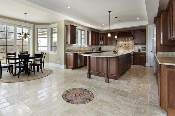 Brown Patterened Mosaic Medallion, 36" Installed
