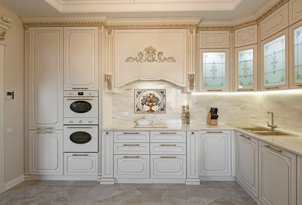 Gold Fruit Bowl Vignette Mosaic Backsplash Installed
