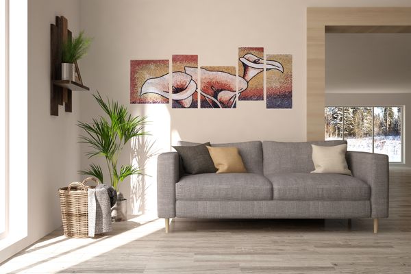 Five Piece Calla Lily Mosaic Installed