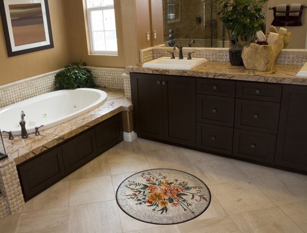 Mosaik Medaillon Blüten & Gräser Verlegt