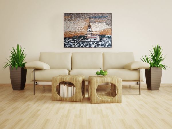 Insel Leuchtturm Mosaik Verlegt