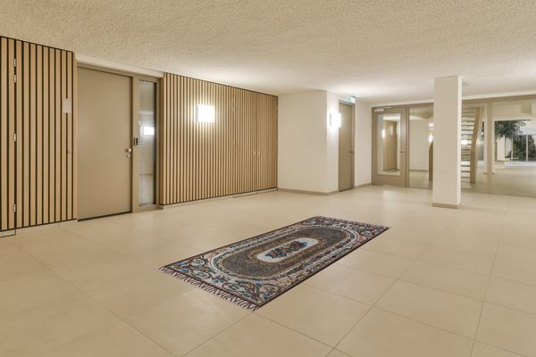 Traditional Floral Patterned Mosaic Runner Rug Installed