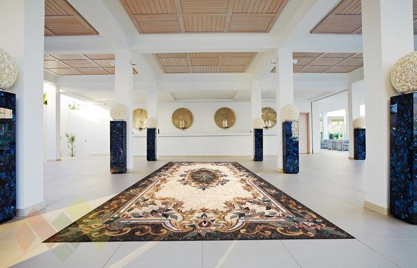 Ornate Renaissance Floral Rug Mosaic Installed