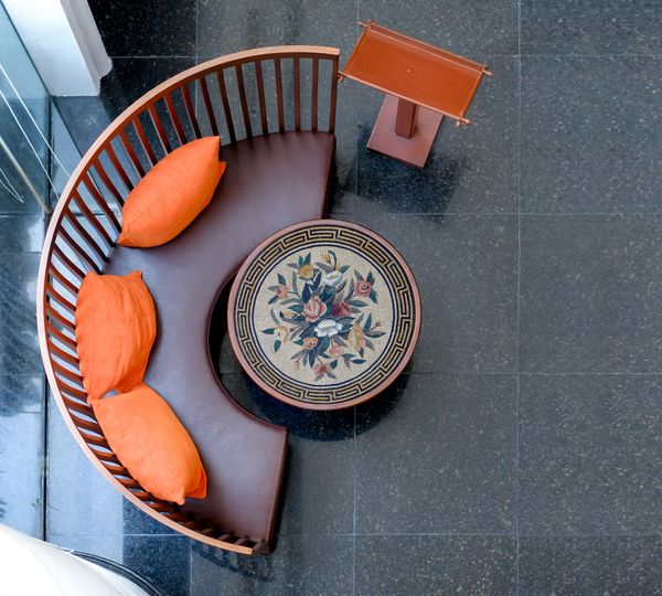 Round Mixed Flower Bouquet Mosaic Installed