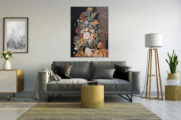 Цветочный натюрморт, мозаика Установлена