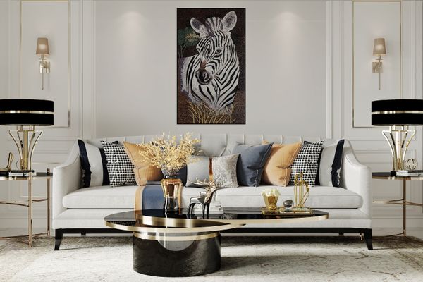 Zebra in Grass Mosaic Installed