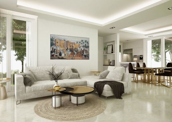 Castle in Arabian Desert Mosaic, 119"x71" Installed