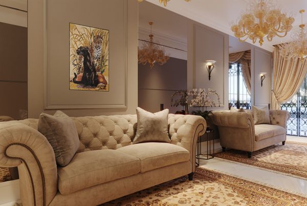 Panther und Jaguar Mosaik Verlegt