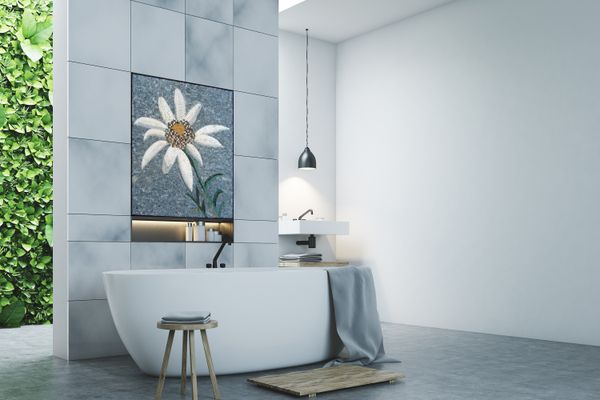 Daisy on Stone Background Mosaic Installed