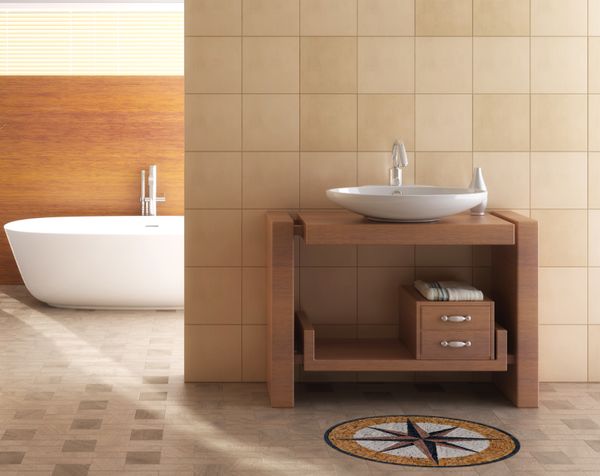 Copper Compass Mosaic Installed