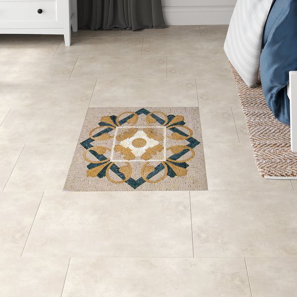 Gold and Emerald Decorative Mosaic, 36" Installed