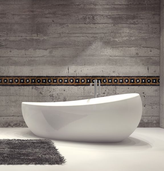 Bronze geometrische Bordüre Mosaik, 600x15 cm Verlegt