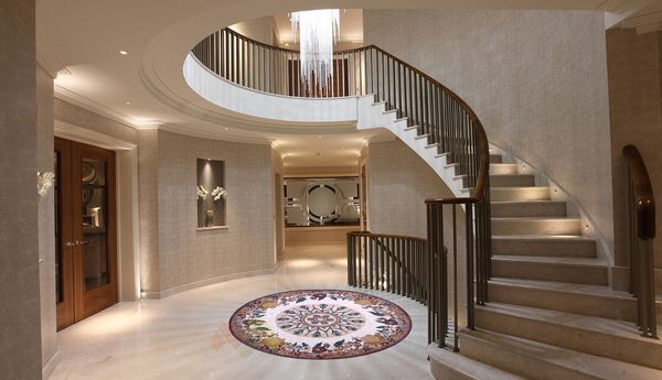 Flower Mosaic Medallion, 79" Installed