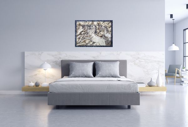 Mosaic Laufende Weiße Pferde Verlegt