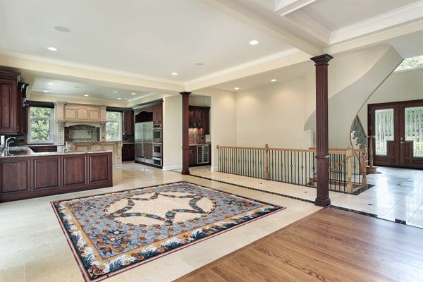 Mosaik Blumenmuster Teppich Verlegt