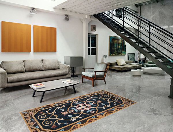 Decorative Golden Runner Rug Mosaic Installed