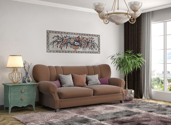 Roses and Poppies in a Vase Mosaic Installed