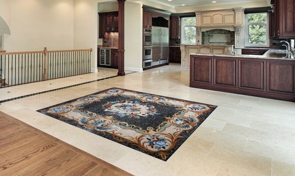 Blue Rose Rug Mosaic Installed