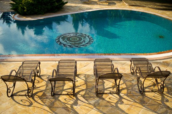 Dolphin Pool Mosaic Medallion, 44" Installed