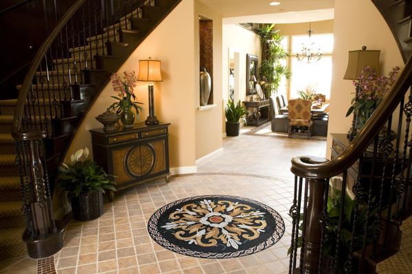 Ornate Gold Floral Mosaic, 52" Installed