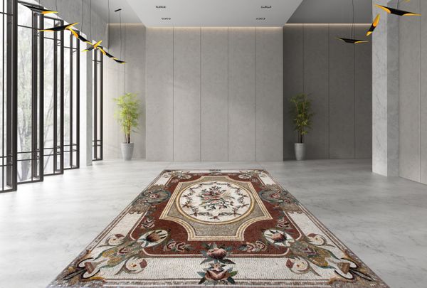 Мозаичный ковер с цветами Установлена