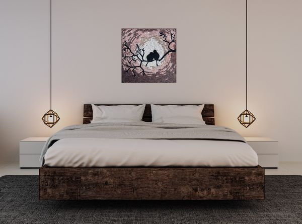 Love Birds in Moonlight Mosaic Installed