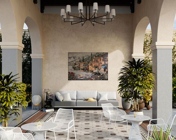 Coastal Town Mosaic, 67"x48" Installed
