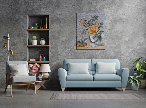 Mosaik Rosen Pink Gelb Verlegt