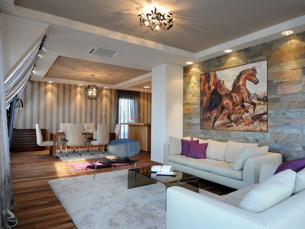 Wild Brown Horse Mosaic, 56" Installed