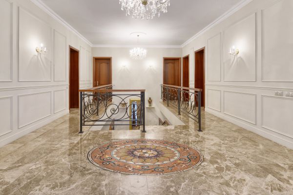 Orange Mosaic Medallion, 79" Installed