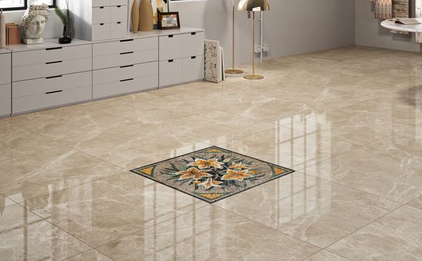 Gelbe und weiße Lilien Mosaik Verlegt