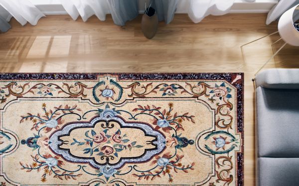 Decorative Rose and Floral Rug Mosaic Installed